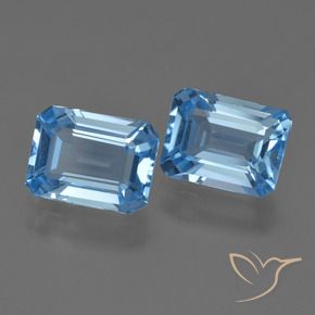 Pedras preciosas de Topázio Azul Suíço natural de 4.64 ct, Corte Esmeralda, VS