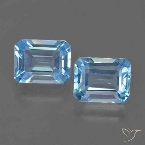5.23ctw Natural Azul Suíço Topázio, Corte Esmeralda, VVS