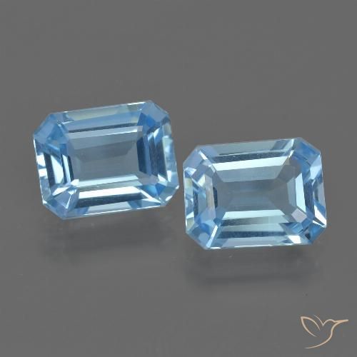 4.87ctw Natural Azul Suíço Topázio, Corte Esmeralda, VVS-VS
