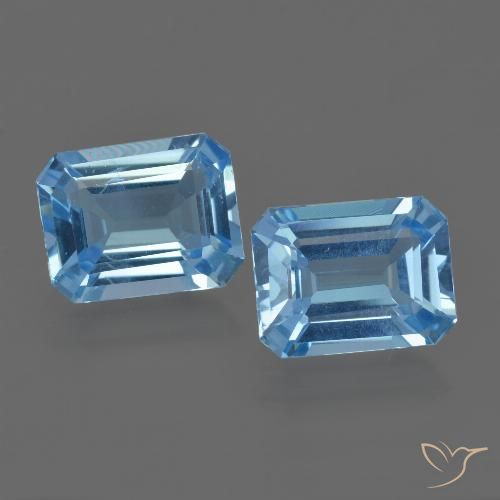 Pedras preciosas de topázio azul natural de 4,75 ct, corte esmeralda, VS