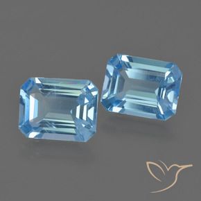 Pedras preciosas de topázio azul natural de 4,75 ct, corte esmeralda, VS