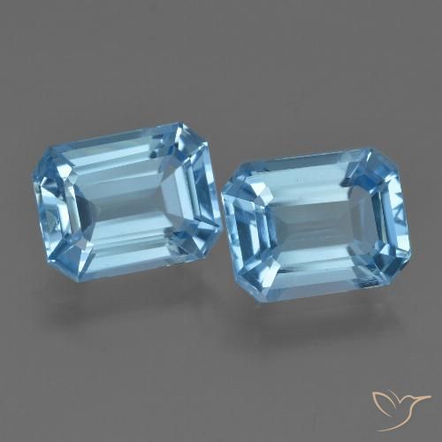 Pedras preciosas de topázio azul natural de 5,33 ct, corte esmeralda, VVS-VS