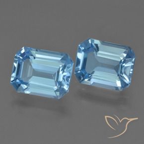 Pedras preciosas de topázio azul natural de 5,33 ct, corte esmeralda, VVS-VS