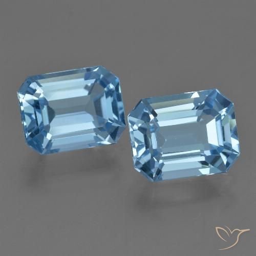Pedras preciosas de topázio azul natural de 5,75 ct, corte esmeralda, VVS