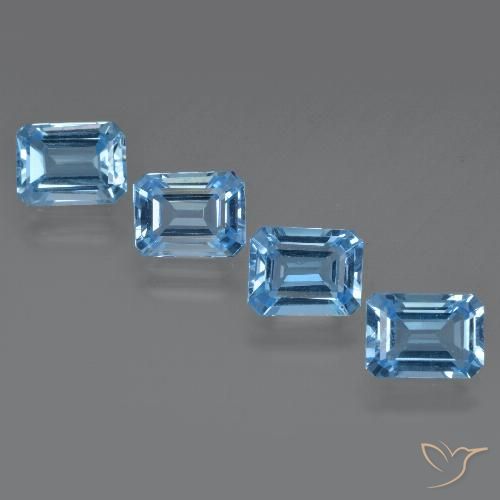 Pedras preciosas de topázio azul natural de 7,31 ct, corte esmeralda, VVS-VS