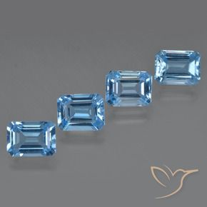 Pedras preciosas de topázio azul natural de 7,31 ct, corte esmeralda, VVS-VS