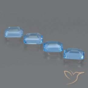 Pedras preciosas de topázio azul natural de 7,31 ct, corte esmeralda, VVS-VS