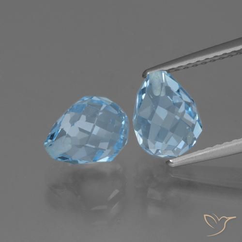 5.06ctw Natural Céu azul Topázio, Briolette, VVS-VS