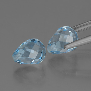 Pedras preciosas de topázio azul natural de 5,26 ct, briolete, VVS-VS
