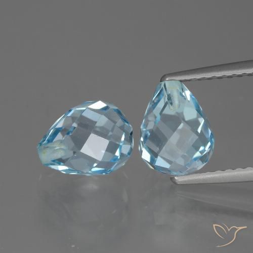 5.25ctw Natural Azul Suíço Topázio, Briolette, VVS-VS