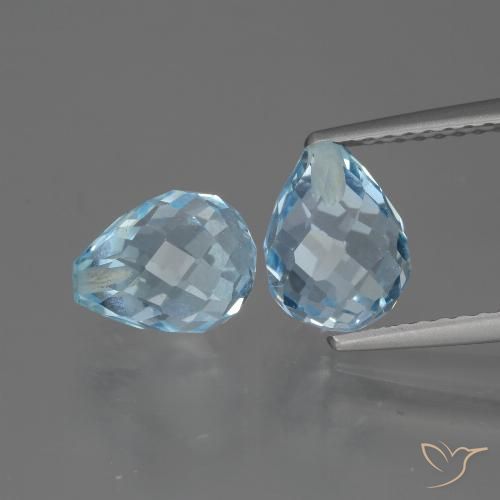 4.98ctw Natural Céu azul Topázio, Briolette, VVS-VS