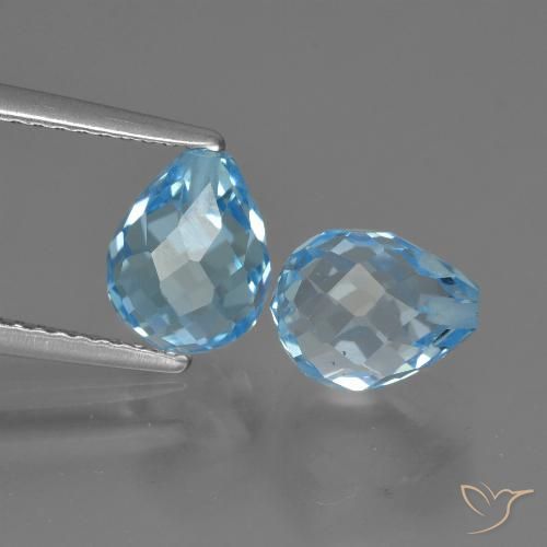 5.32ctw Natural Azul Suíço Topázio, Briolette, VVS-VS