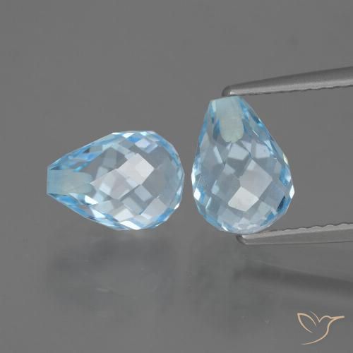 5.24ctw Natural Céu azul Topázio, Briolette, VVS-VS