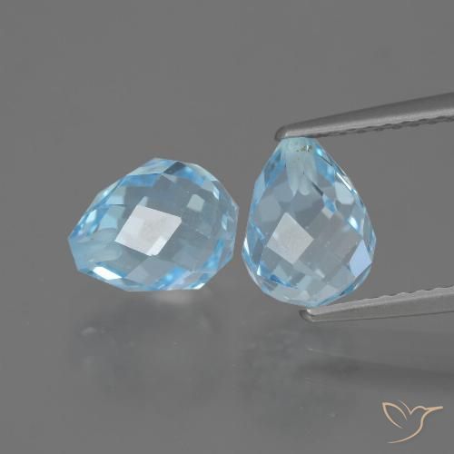 5.21ctw Natural Céu azul Topázio, Briolette, VVS-VS