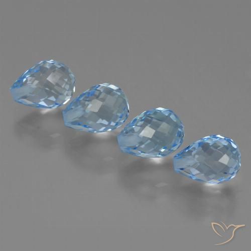 9.08ctw Natural Azul Suíço Topázio, Briolette, VVS-VS