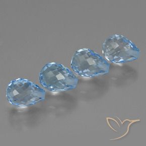 Pedras preciosas de Topázio Azul Suíço natural de 9.08 ct, Briolette, VVS-VS