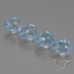 Pedras preciosas de Topázio Azul Suíço natural de 9.08 ct, Briolette, VVS-VS
