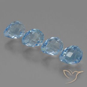 Pedras preciosas de Topázio Azul Suíço natural de 10.98 ct, Briolette, VVS-VS