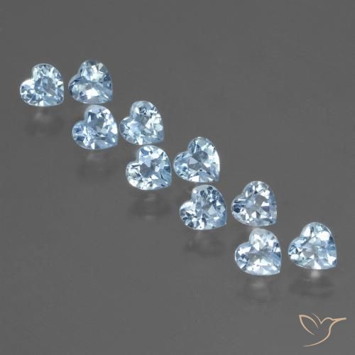 Pedras preciosas de topázio azul natural de 2,83 ct, formato de coração, VS