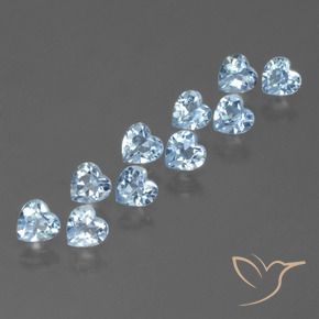 Pedras preciosas de topázio azul natural de 2,83 ct, formato de coração, VS