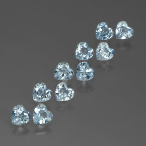 Pedras preciosas de topázio azul natural de 2,68 ct, formato de coração, VS
