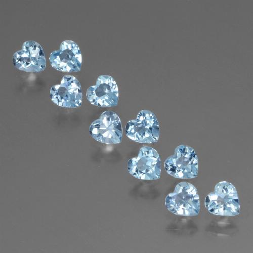 Pedras preciosas de topázio azul natural de 2,95 ct, formato de coração, VS