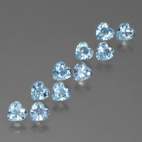 Pedras preciosas de topázio azul natural de 2,95 ct, formato de coração, VS