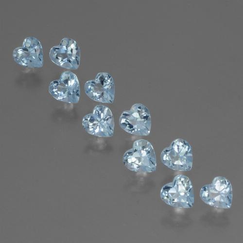 Pedras preciosas de topázio azul natural de 3,01 ct, formato de coração, VS