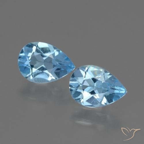 Pedras preciosas de topázio azul natural de 1,62 ct, formato de pêra, VVS-VS