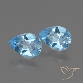 Pedras preciosas de topázio azul natural de 1,62 ct, formato de pêra, VVS-VS