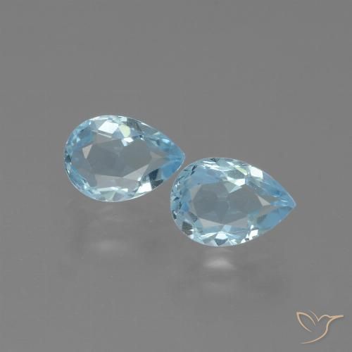 1.70ctw Natural Céu azul Topázio, Formato de pêra, VVS-VS