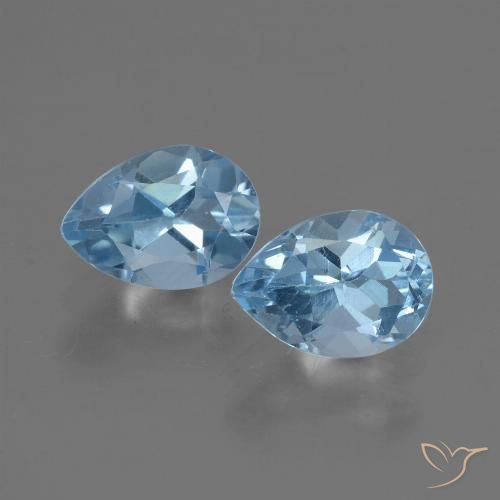 1.77ctw Natural Céu azul Topázio, Formato de pêra, VVS-VS