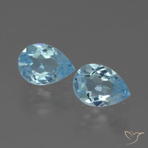 1.72ctw Natural Céu azul Topázio, Formato de pêra, VVS-VS