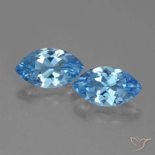 7.86ctw Natural Azul Suíço Topázio, Marquesa, VVS-VS