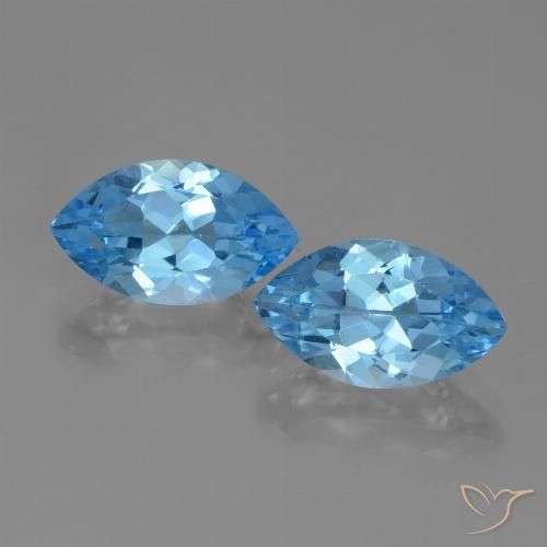 8.76ctw Natural Azul Suíço Topázio, Marquesa, VVS-VS