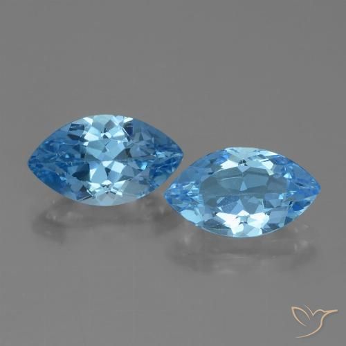 7.74ctw Natural Azul Suíço Topázio, Marquesa, VVS-VS