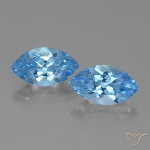7.76ctw Natural Azul Suíço Topázio, Marquesa, VVS-VS