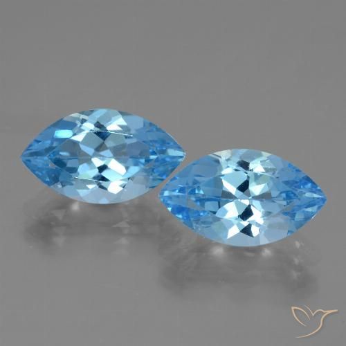 8.49ctw Natural Azul Suíço Topázio, Marquesa, VVS