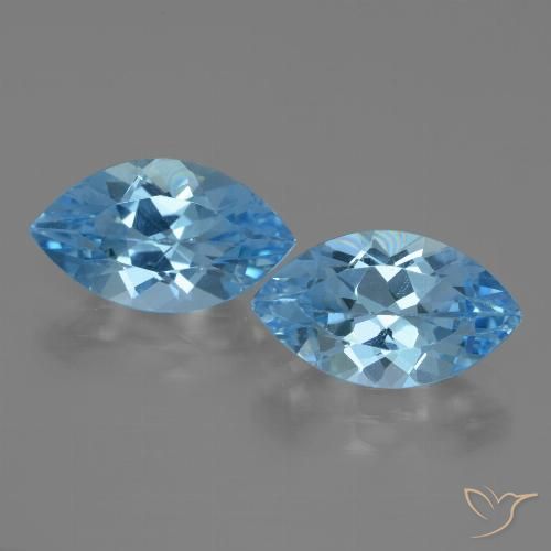 8.20ctw Natural Azul Suíço Topázio, Marquesa, VVS-VS