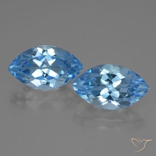8.58ctw Natural Azul Suíço Topázio, Marquesa, VVS