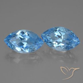 Pedras preciosas de Topázio Azul Suíço natural de 8.58 ct, Marquesa, VVS