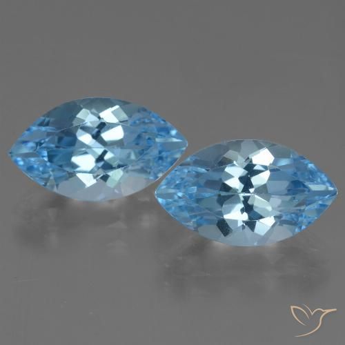 8.78ctw Natural Azul Suíço Topázio, Marquesa, VVS