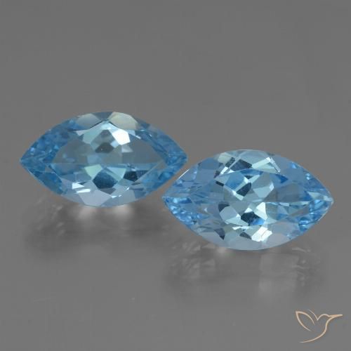 8.49ctw Natural Azul Suíço Topázio, Marquesa, VVS-VS