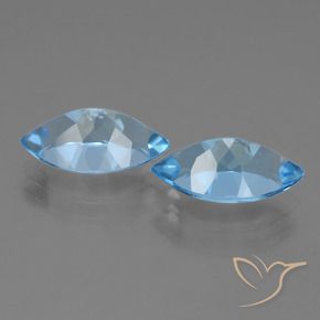Pedras preciosas de topázio azul suíço natural de 8,55 ct, marquise, VVS