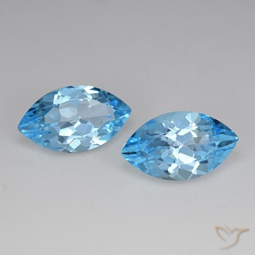 Pedras preciosas de Topázio Azul Suíço natural de 8.12 ct, Marquesa, VVS