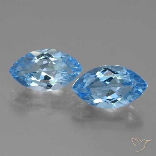 8.73ctw Natural Azul Suíço Topázio, Marquesa, VVS-VS