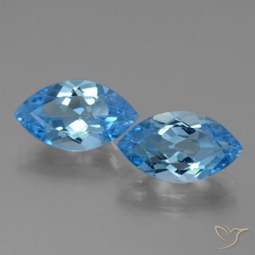 8.09ctw Natural Azul Suíço Topázio, Marquesa, VVS-VS