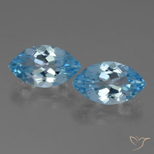 Pedras preciosas de topázio azul natural de 8,06 ct, marquise, VVS