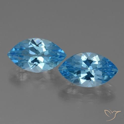 8.14ctw Natural Azul Suíço Topázio, Marquesa, VVS-VS