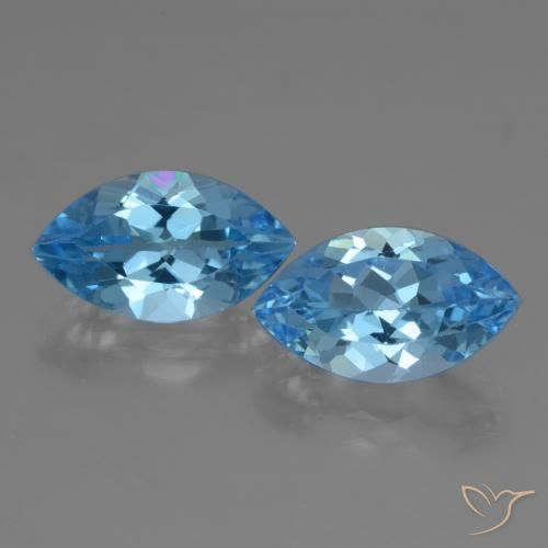 8.00ctw Natural Azul Suíço Topázio, Marquesa, VVS-VS